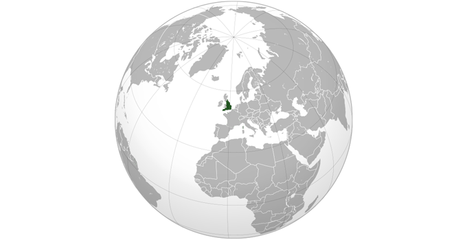 globe with England highlighted