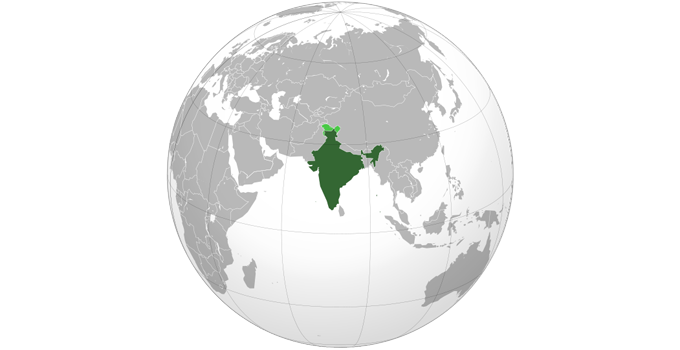 globe with India highlighted