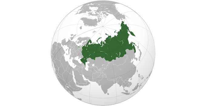 globe with Russia highlighted