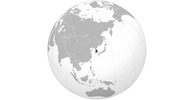 globe with South Korea highlighted